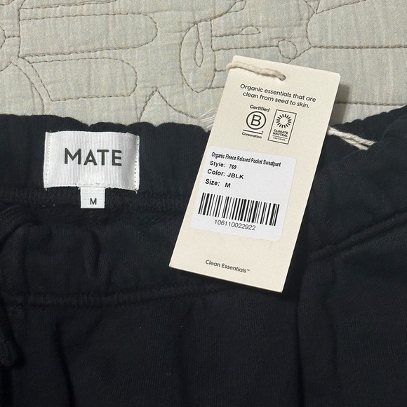 NEW MATE the Label Organic Fleece Relaxed Pocket Sweatpant M Jet Black - Picture 9 of 9